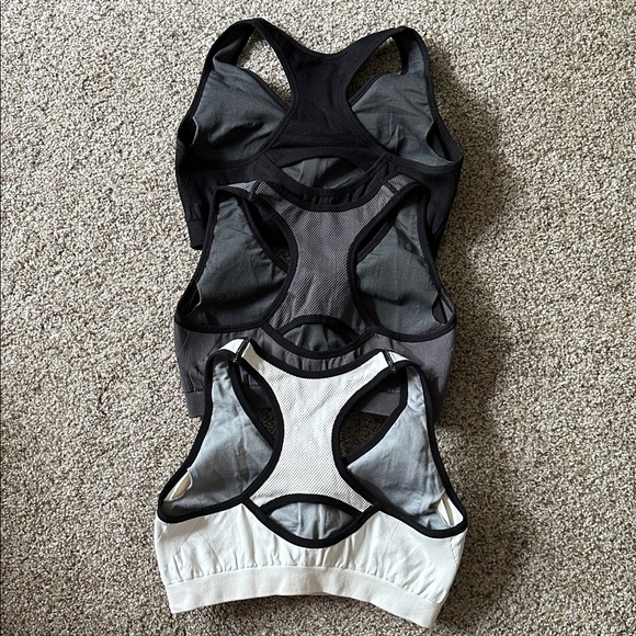 Women's Racerback Sports Bra Set - Black, Gray, and White - like new - Picture 2 of 2